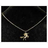 Sterling Necklace With Unicorn Charm, Tw 12.7g,