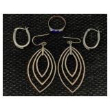 Silver Earrings And Ring, 14.2g, Sz 8