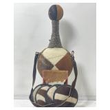 Cowhide Leather Wrapped 13in H Glass
