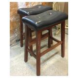 Pair Faux Leather Stools