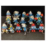 Vtg Smurf keychain figures, assorted