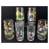 4 Vtg Smurfs Drinking Glasses