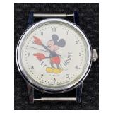 Vtg Mickey Mouse 17 Jewels Wind Up Watch, Running