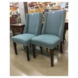 Modern Blue Hobnail Wingback Armless Chairs