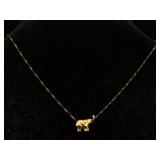 14k Gold Necklace W/14k Elephant Pendant, 1.5g,
