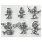 6 Pewter Smurfs Figures. 1980 Peyo by The
