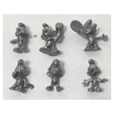 6 Pewter Smurfs Figures. 1980 Peyo by The