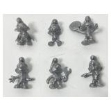 6 Pewter Smurfs Figures. 1980 Peyo by The