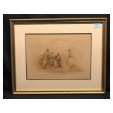 Antique French Print On Paper 24x20