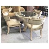 Antique Style Dinette Table with Glass Top,