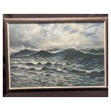 Webber Signed Nautical Painting On Canvas 34x47