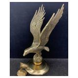 Vtg Brass Eagle & mini dolphin, tallest 11 in