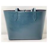 Paolina Italian Leather Teal Tasseled Tote Bag.