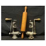 2 Vtg Universal #2 Food Choppers & Wood Rolling
