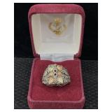 Sterling Ring W/14k Gold Black Hills Leafs, 7.7g,