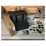 Plastic lunchbox, NiB tripod stand, video door