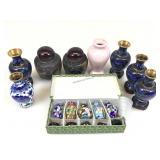 New painted urns, enameled bud vases and more.