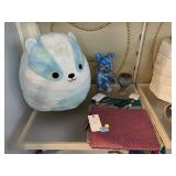 Large Squishmallow, Bear Figure, and Storage
