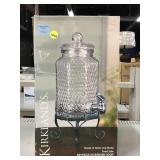 Glass Beverage Dispenser and Metal Stand in Box.