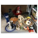 Art glass vase and bowl. Harvard cups and more.