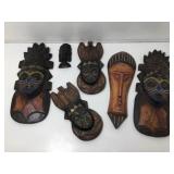 Carved wood tribal masks.
