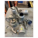 6 metal spray cans. Pneumatic tops