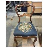 Antique Victorian Parlor Chair Needlepoint Seat