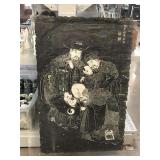 Asian black and white art between 2 layers of