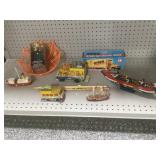 Drumsticks, Ryder model truck in box, wood boats,