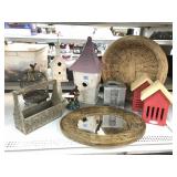Birdhouses, Wicker Basket, Mirror, Tissue Holder,