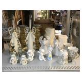 Porcelain figurines and more. Brass deer candle