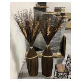 Pair 4ft Dried Woven Reed Decorations