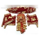 Festive scrolls, fish and decor items
