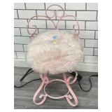 Small Pink Shag Vanity Chair