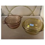 2 colored glass Bakeware Dishes.