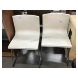 Pair Faux Leather Armless Chairs MCM Style