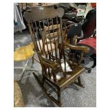 Vtg High Back Rocking Chair - needs glue
