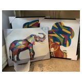 3 multicolored Textured wall art. Tallest framed