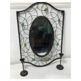 Decorative Mirror and candle sticks.