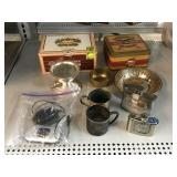 Flasks, Cigar Box, Tray, and More.