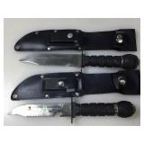 Pair Hunting Survival Knives with Compass and