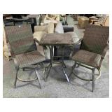 Metal Patio Bistro Set w/Swivel Bar Chairs