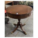 Vintage Round Side table hidden drawer - Metal