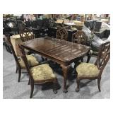 6ft Dining Table with 6 Chairs and Fitted Glass