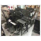 Set 5 Black Pressed Back Chairs and 2 Pressed