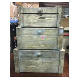 3 rustic decor stacking chests, Approx 19x13x10in