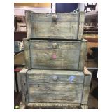 3 rustic decor stacking chests, Approx 19x13x10in