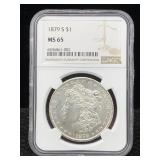1879-s Silver Morgan Dollar, Ngc Ms65