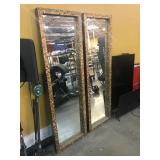 2-matching mirrors w/bronze-color leaf pattern