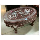 MOP inlay Asian table, Approx 25x16x14in